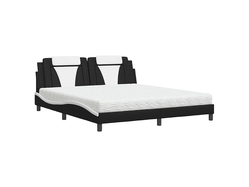 Bed "Viana" met matras kunstleer zwart en wit 180x200 cm