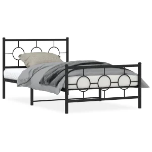 Bedframe met hoofd- en voeteneinde metaal zwart 107×203 cm Bedframe met hoofd- en voeteneinde metaal zwart 107×203 cm