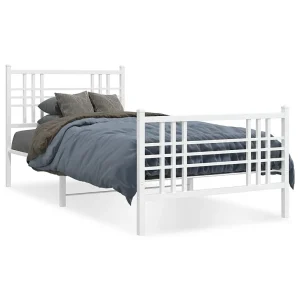 Bedframe met hoofd- en voeteneinde metaal wit 107×203 cm Bedframe met hoofd- en voeteneinde metaal wit 107×203 cm