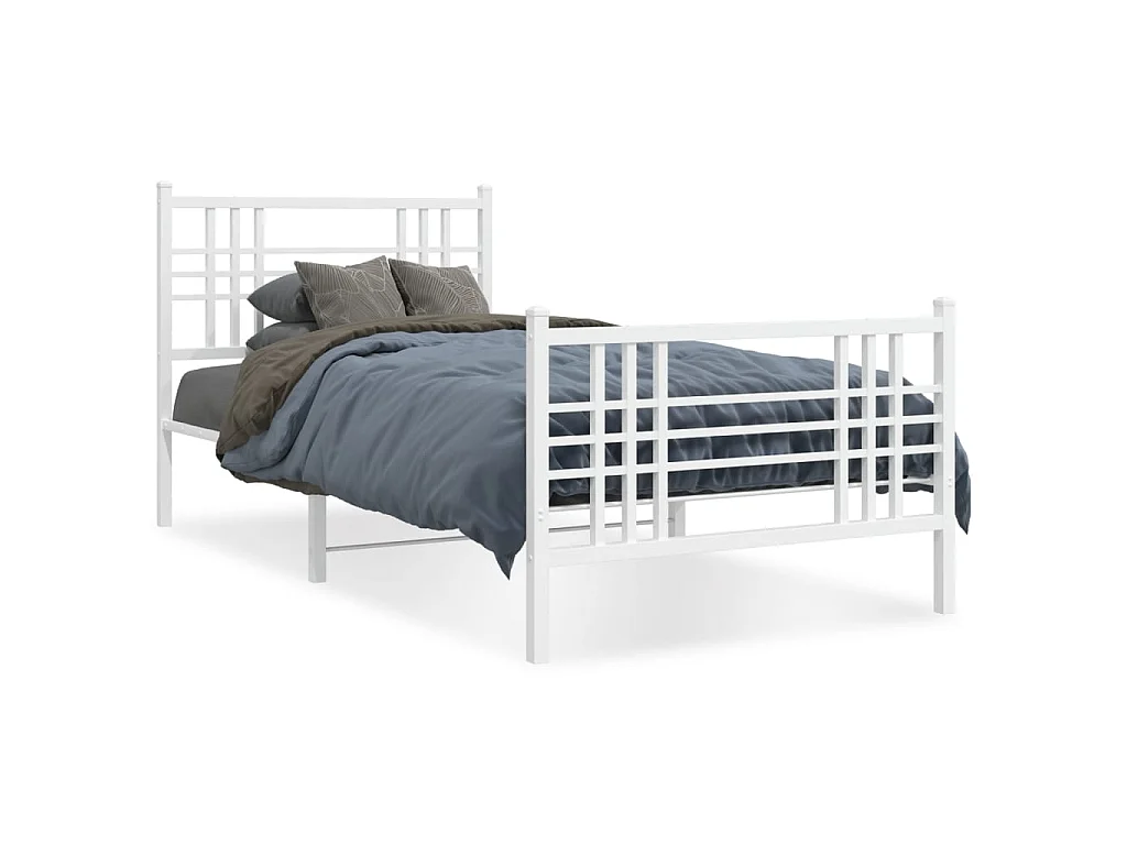 Bedframe met hoofd- en voeteneinde metaal wit 107x203 cm