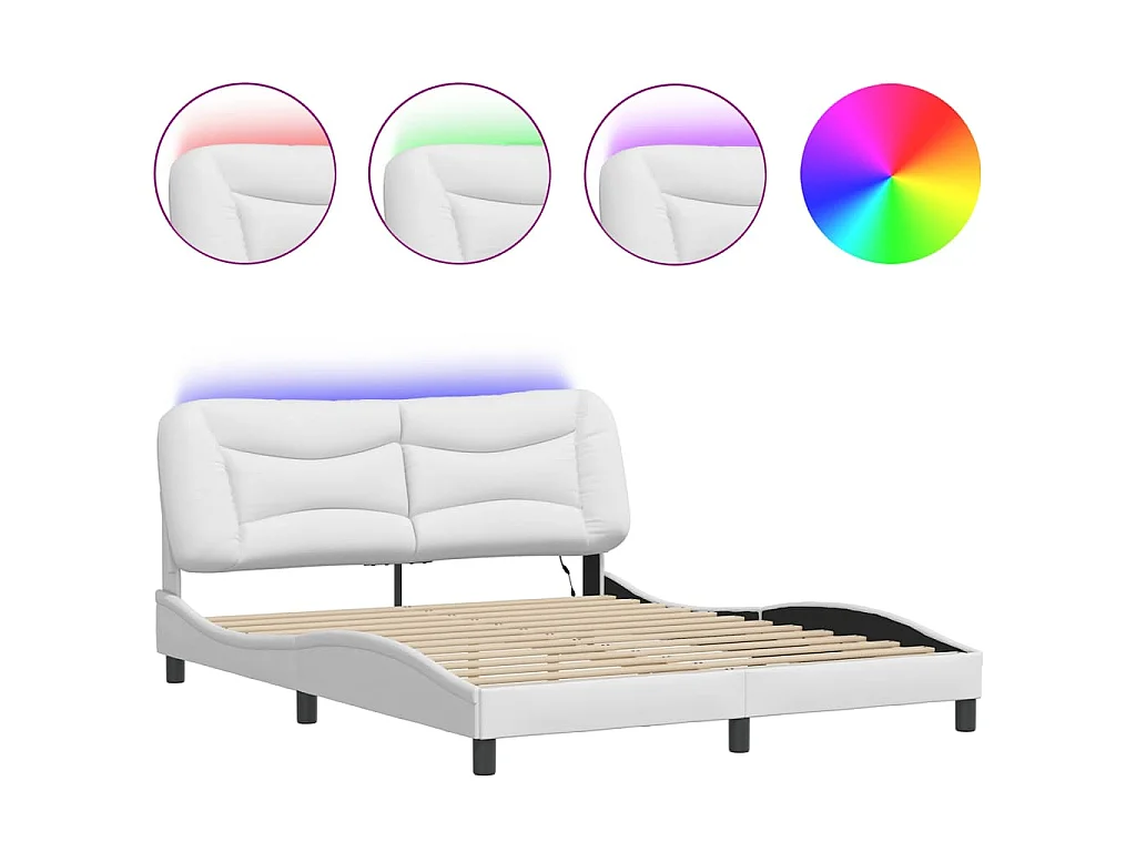 Bedframe met LED zonder matras "Hvar" wit 160x200 cm