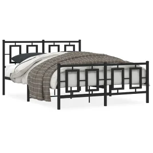 Bedframe met hoofd- en voeteneinde metaal zwart 135×190 cm