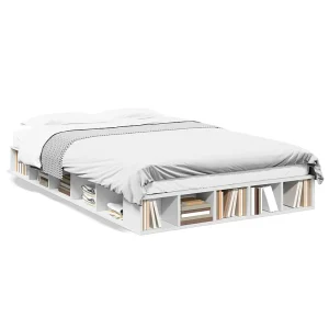 Bedframe massief hout wit 120×200 cm Bedframe massief hout wit 120×200 cm