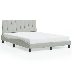 Bedframe zonder matras "Hanko" 120×200 cm fluweel lichtgrijs Bedframe zonder matras "Hanko" 120×200 cm fluweel lichtgrijs