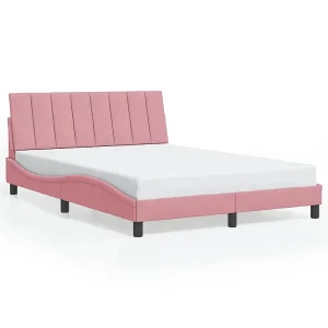 Bedframe zonder matras "Hanko" fluweel roze 120×200 cm