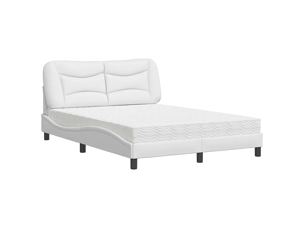 Bed met matras "Hvar" kunstleer wit 120x200 cm