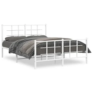 Bedframe met hoofd- en voeteneinde metaal wit 140×200 cm Bedframe met hoofd- en voeteneinde metaal wit 140×200 cm