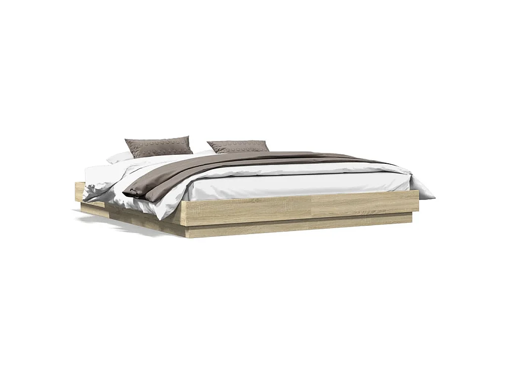 Bedframe bewerkt hout sonoma eikenkleurig 200x200 cm