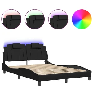 Bedframe "Viana" met LED zonder matras zwart 120×200 cm Bedframe "Viana" met LED zonder matras zwart 120×200 cm