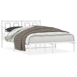 Bedframe met hoofdbord metaal wit 140×200 cm Bedframe met hoofdbord metaal wit 140×200 cm
