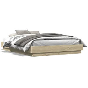 Bedframe bewerkt hout sonoma eikenkleurig 140×200 cm Bedframe bewerkt hout sonoma eikenkleurig 140×200 cm