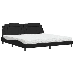 Bed "Viana" met matras kunstleer zwart 200×200 cm Bed "Viana" met matras kunstleer zwart 200×200 cm