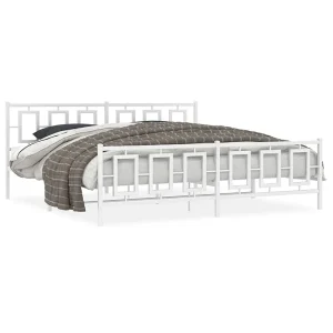 Bedframe met hoofd- en voeteneinde metaal wit 193×203 cm