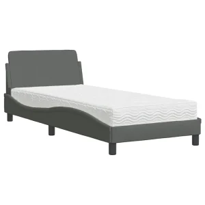 Bed met matras "Dover" stof donkergrijs 90×190 cm Bed met matras "Dover" stof donkergrijs 90×190 cm