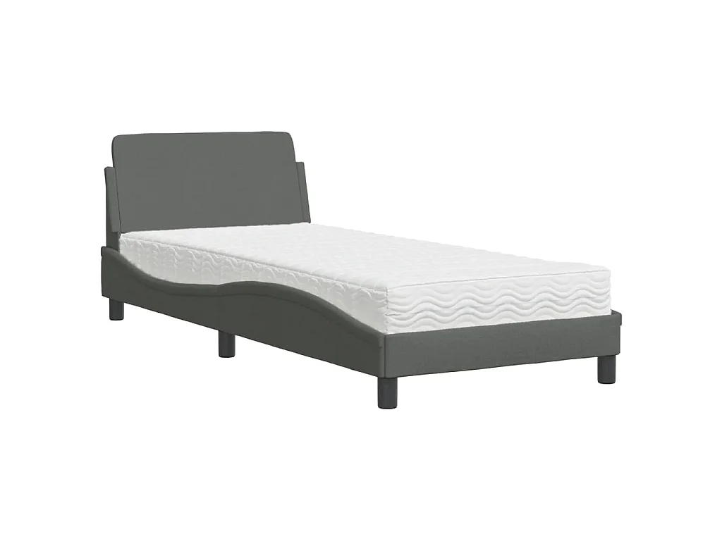 Bed met matras "Dover" stof donkergrijs 90x190 cm
