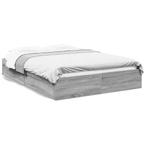 Bedframe met lades bewerkt hout grijs sonoma eiken 160×200 cm Bedframe met lades bewerkt hout grijs sonoma eiken 160×200 cm