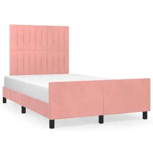 Bedframe zonder matras 120×190 cm fluweel roze Bedframe zonder matras 120×190 cm fluweel roze