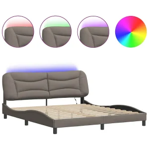 Bedframe met LED zonder matras "Hvar" 180×200 cm stof taupe Bedframe met LED zonder matras "Hvar" 180×200 cm stof taupe