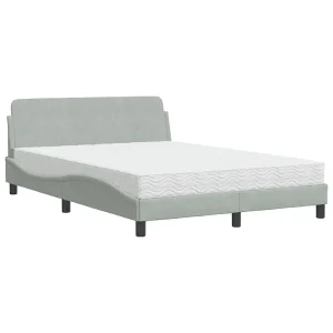 Bed met matras "Dover" fluweel lichtgrijs 140×190 cm Bed met matras "Dover" fluweel lichtgrijs 140×190 cm