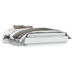 Bedframe LED massief hout wit 140×190 cm Bedframe LED massief hout wit 140×190 cm