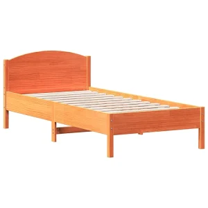 Bedframe zonder matras massief grenenhout wasbruin 90×200 cm Bedframe zonder matras massief grenenhout wasbruin 90×200 cm