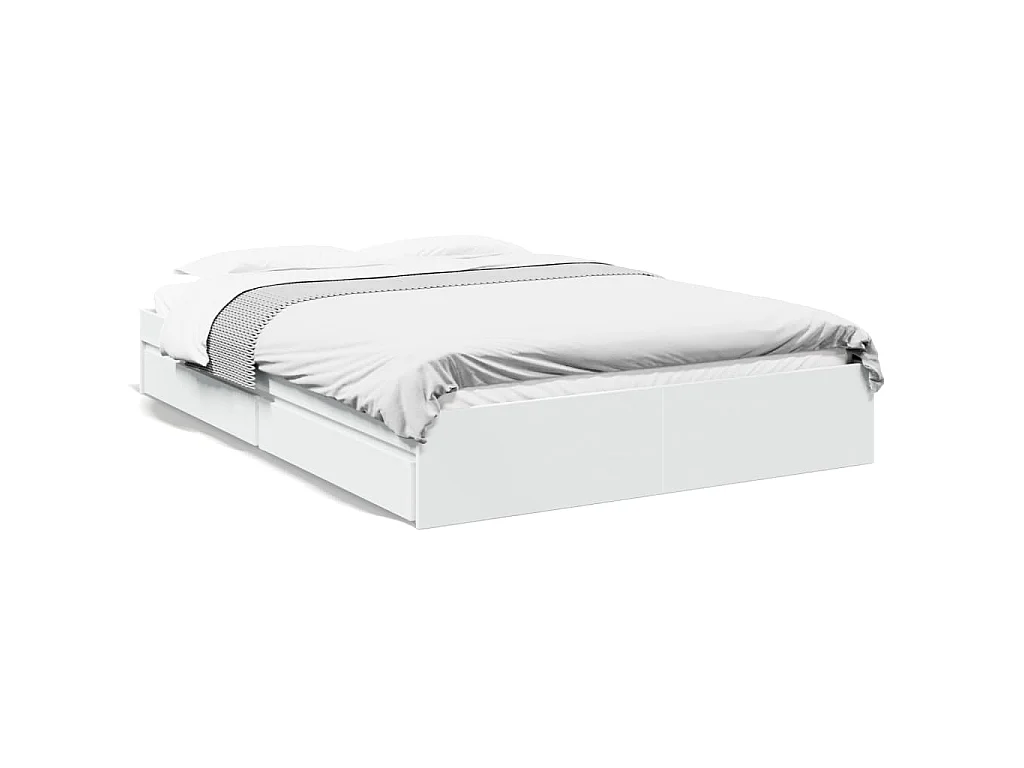 Bedframe met lades bewerkt hout wit 160x200 cm