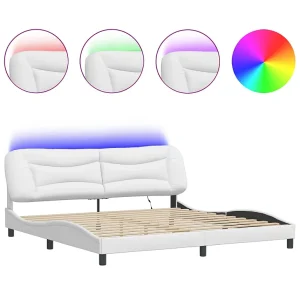 Bedframe met LED zonder matras "Hvar" wit 200×200 cm Bedframe met LED zonder matras "Hvar" wit 200×200 cm