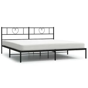 Bedframe met hoofdbord metaal zwart 183×213 cm Bedframe met hoofdbord metaal zwart 183×213 cm