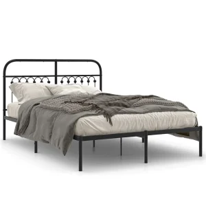 Bedframe met hoofdbord metaal zwart 140×190 cm Bedframe met hoofdbord metaal zwart 140×190 cm