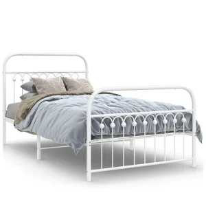 Bedframe met hoofd- en voeteneinde metaal wit 100×190 cm Bedframe met hoofd- en voeteneinde metaal wit 100×190 cm