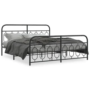 Bedframe met hoofd- en voeteneinde metaal zwart 183×213 cm