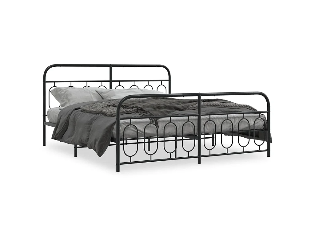 Bedframe met hoofd- en voeteneinde metaal zwart 183x213 cm