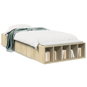 Bedframe bewerkt hout sonoma eikenkleurig 90×190 cm Bedframe bewerkt hout sonoma eikenkleurig 90×190 cm
