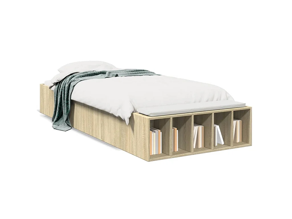 Bedframe bewerkt hout sonoma eikenkleurig 90x190 cm