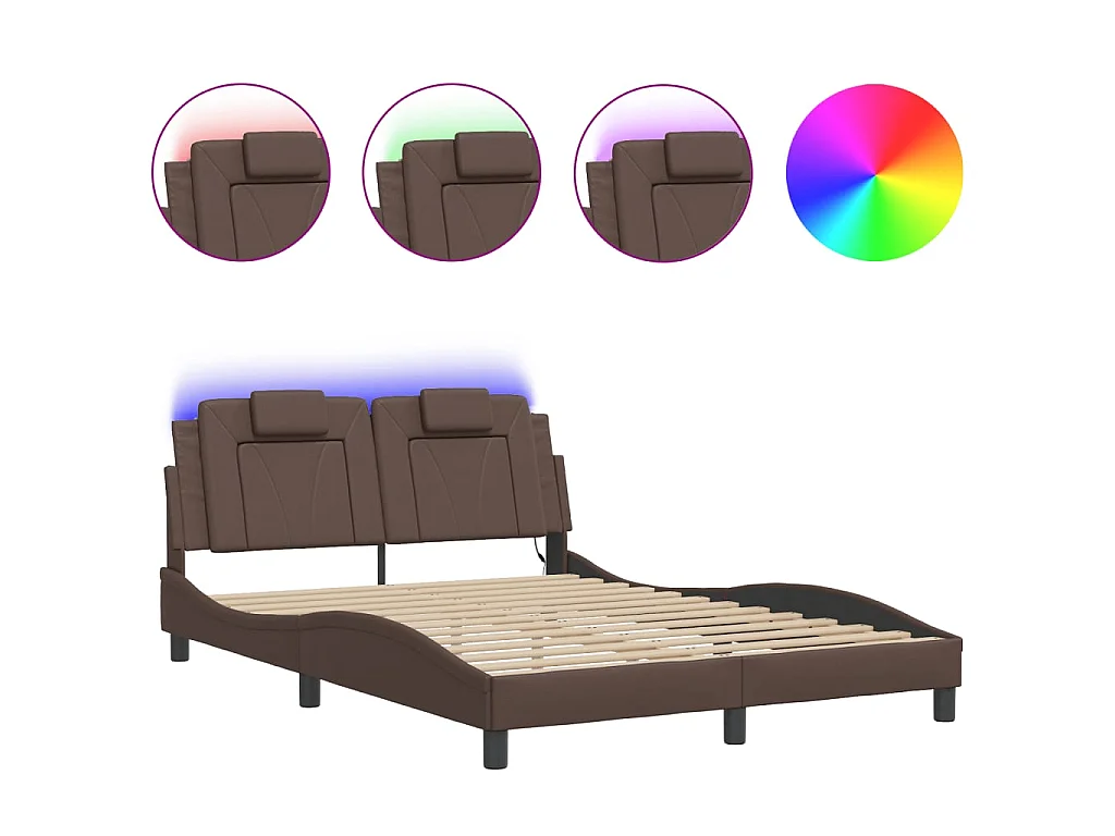 Bedframe "Viana" met LED zonder matras bruin 140x190 cm