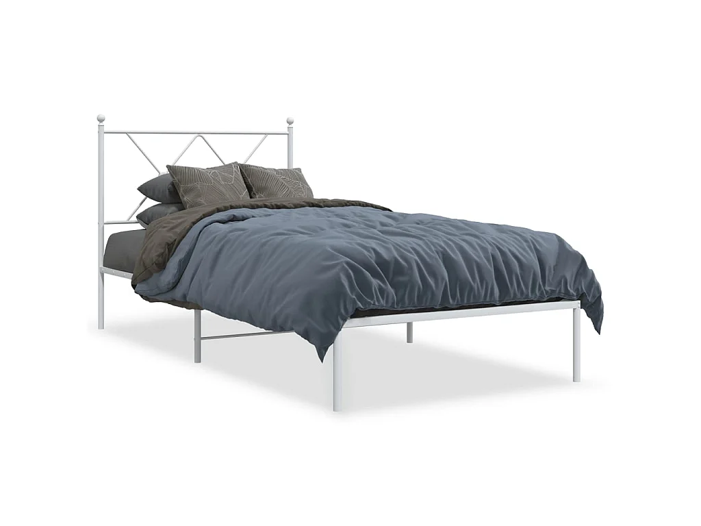Bedframe met hoofdbord metaal wit 90x200 cm