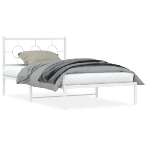 Bedframe met hoofd- en voeteneinde metaal wit 107×203 cm Bedframe met hoofd- en voeteneinde metaal wit 107×203 cm