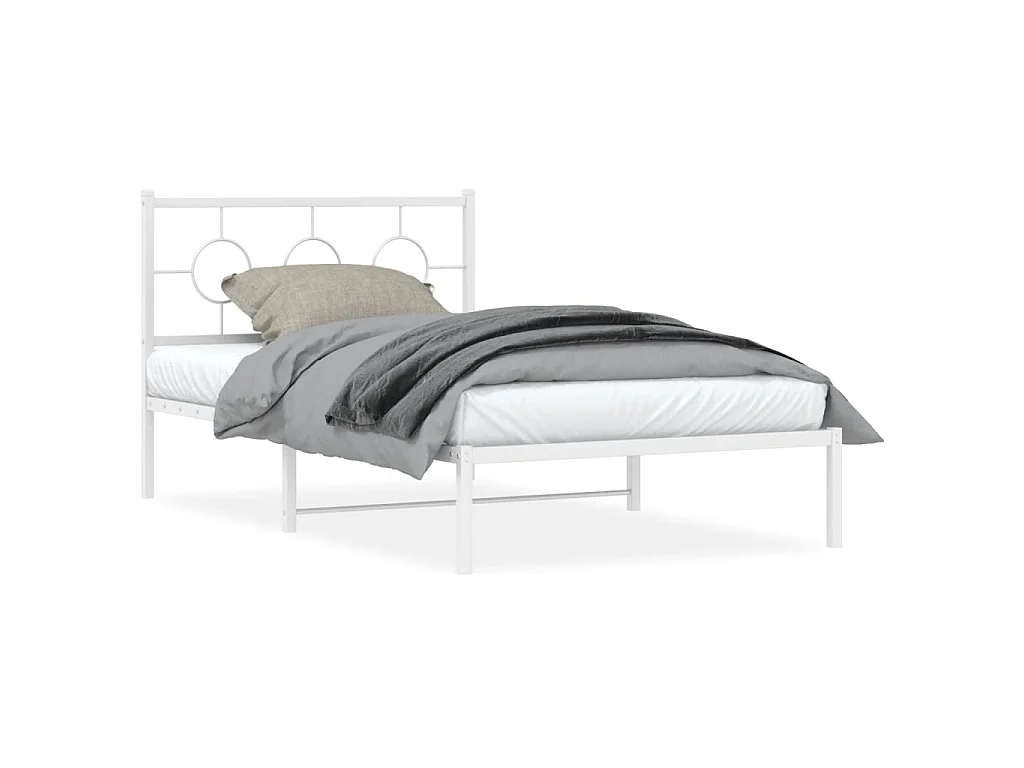 Bedframe met hoofd- en voeteneinde metaal wit 107x203 cm