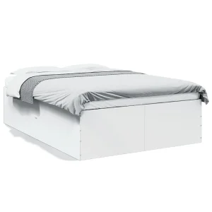 Bedframe bewerkt hout wit 120×190 cm Bedframe bewerkt hout wit 120×190 cm