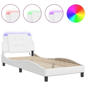 Bedframe met LED zonder matras "Zadar" wit 90×190 cm Bedframe met LED zonder matras "Zadar" wit 90×190 cm
