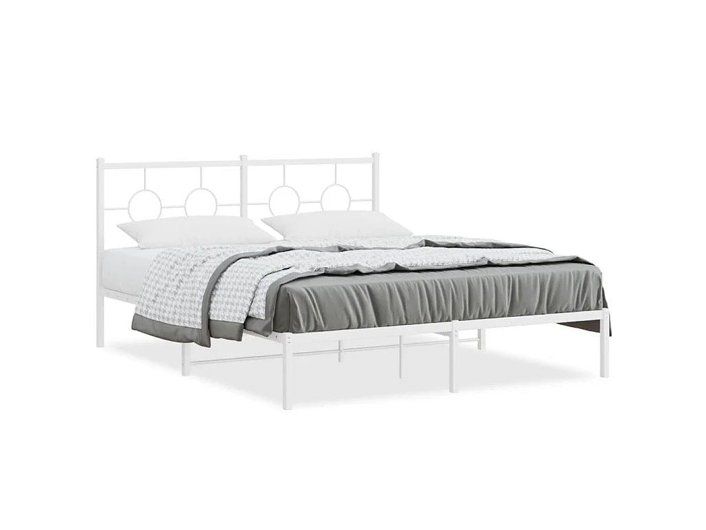 Bedframe met hoofdbord metaal wit 150x200 cm