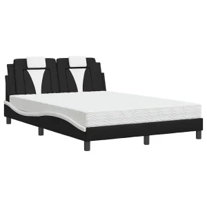 Bed "Viana" met matras kunstleer zwart en wit 140×200 cm Bed "Viana" met matras kunstleer zwart en wit 140×200 cm