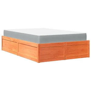 Bed met matras massief grenenhout wasbruin 140×190 cm Bed met matras massief grenenhout wasbruin 140×190 cm