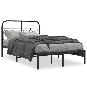 Bedframe met hoofdbord metaal zwart 120×190 cm Bedframe met hoofdbord metaal zwart 120×190 cm