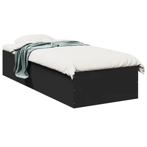 Bedframe bewerkt hout zwart 100×200 cm