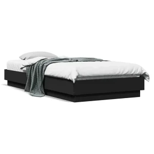 Bedframe bewerkt hout zwart 100×200 cm