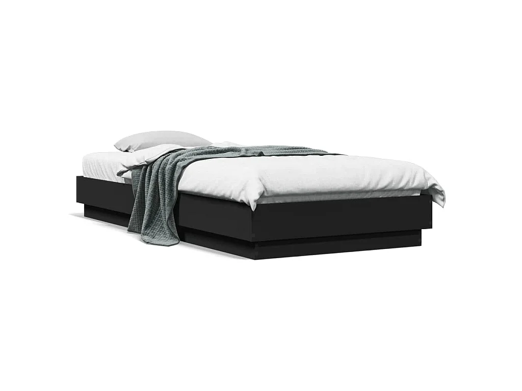 Bedframe bewerkt hout zwart 100x200 cm