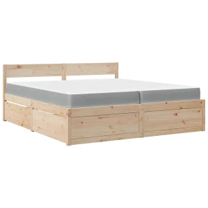 Bed met lades en matras massief grenenhout 200×200 cm Bed met lades en matras massief grenenhout 200×200 cm