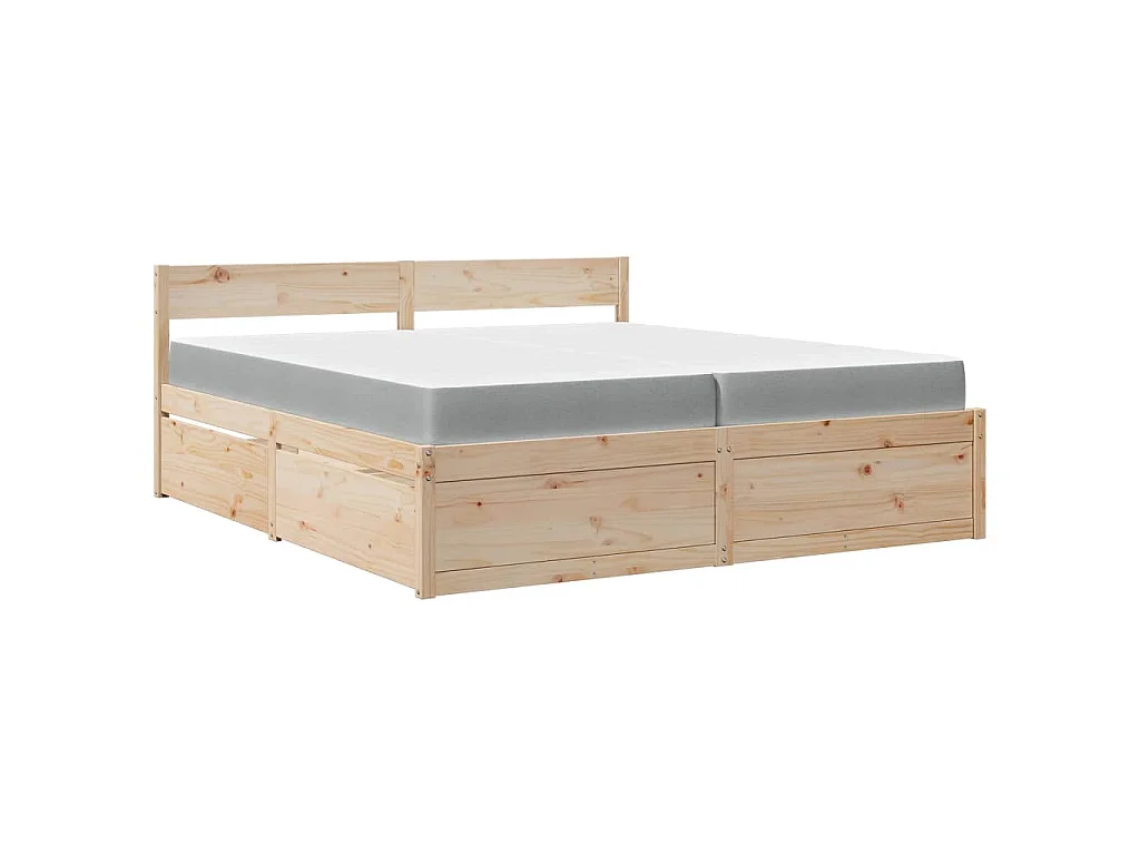 Bed met lades en matras massief grenenhout 200x200 cm
