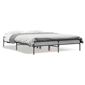 Bedframe bewerkt hout metaal grijs sonoma eiken 140×190 cm Bedframe bewerkt hout metaal grijs sonoma eiken 140×190 cm
